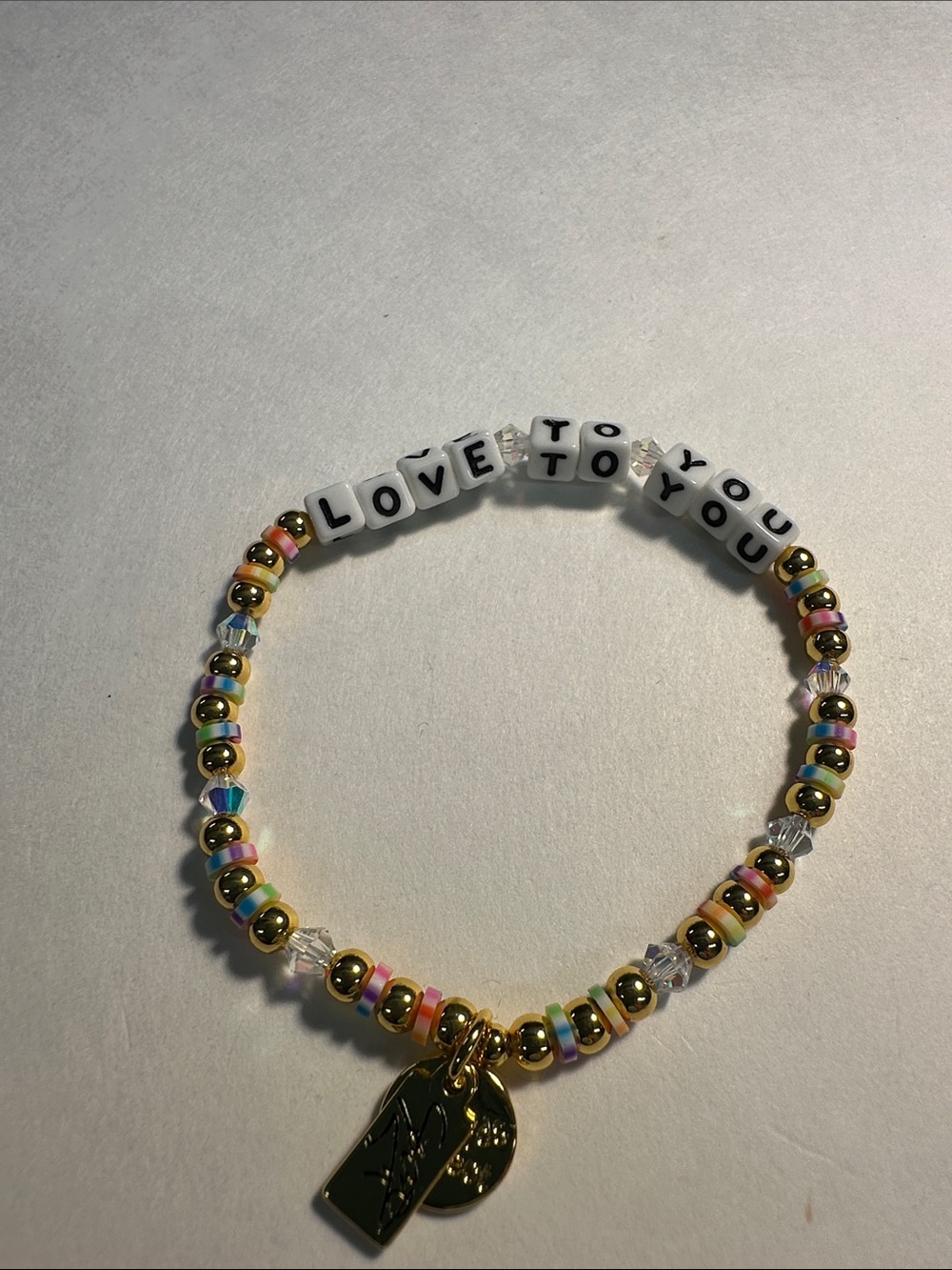 Little Words Project Beaded LOVE TO YOU Charm Bracelet Multicolor Accents Size S